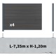 Kit clôture composite sur muret poteau sur platines - CRUZ Ardoise H-1,2m