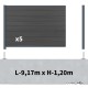 Kit clôture composite sur muret poteau sur platines - CRUZ Ardoise H-1,2m