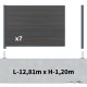 Kit clôture composite sur muret poteau sur platines - CRUZ Ardoise H-1,2m
