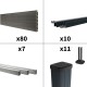 Kit clôture composite sur muret poteau sur platines - CRUZ Ardoise H-1,2m