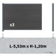 Kit clôture composite sur muret poteau sur platines - SANTOS Ardoise H-1,2m