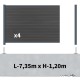 Kit clôture composite sur muret poteau sur platines - SANTOS Ardoise H-1,2m