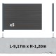 Kit clôture composite sur muret poteau sur platines - SANTOS Ardoise H-1,2m