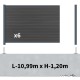 Kit clôture composite sur muret poteau sur platines - SANTOS Ardoise H-1,2m