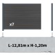 Kit clôture composite sur muret poteau sur platines - SANTOS Ardoise H-1,2m