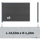 Kit clôture composite sur muret poteau sur platines - SANTOS Ardoise H-1,2m