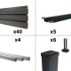 Kit clôture composite sur muret poteau sur platines - SANTOS Ardoise H-1,2m