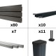 Kit clôture composite sur muret poteau sur platines - SANTOS Ardoise H-1,2m