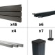 Kit clôture composite sur muret poteau sur platines - SANTOS Ardoise H-1,2m