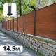cloture moderne sur muret teck marron