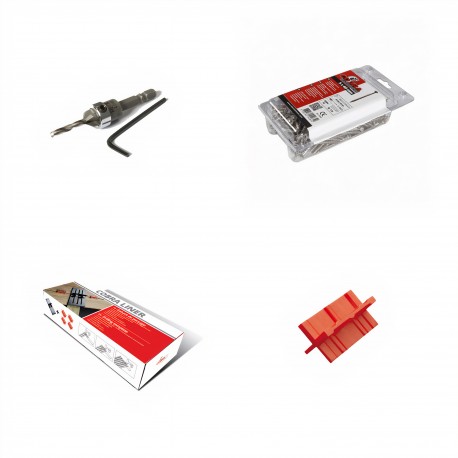 Pack visserie complète - 1000 vis RAZORSPIN 5x60mm - 1 forêt à chanfrein - 1 COBRA LINER - 8 DECKSPACER