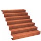 escalier en acier corten dans un jardin vue de face