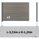 Kit clôture composite sur muret poteau sur platines - CRUZ Argent H-1,2m