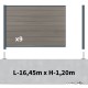 Kit clôture composite sur muret poteau sur platines - CRUZ Argent H-1,2m