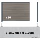 Kit clôture composite sur muret poteau sur platines - CRUZ Argent H-1,2m