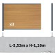Kit clôture composite sur muret poteau sur platines - SANTOS Cèdre H-1,2m