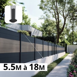 Kit clôture aluminium sur muret poteau sur platines - BAHIA & CRUZ Argent H-1,2m