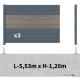 Kit clôture aluminium sur muret poteau sur platines - BAHIA & CRUZ Argent H-1,2m