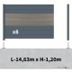 Kit clôture aluminium sur muret poteau sur platines - BAHIA & CRUZ Argent H-1,2m