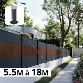 Kit clôture aluminium sur muret poteau sur platines - BAHIA & CRUZ Ipé H-1,2m