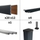 Kit clôture aluminium sur muret poteau sur platines - BAHIA & CRUZ Ipé H-1,2m