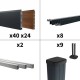 Kit clôture aluminium sur muret poteau sur platines - BAHIA & CRUZ Ipé H-1,2m