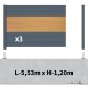 Kit clôture aluminium sur muret poteau sur platines - BAHIA & CRUZ Cèdre H-1,2m