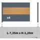 Kit clôture aluminium sur muret poteau sur platines - BAHIA & CRUZ Cèdre H-1,2m