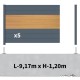 Kit clôture aluminium sur muret poteau sur platines - BAHIA & CRUZ Cèdre H-1,2m