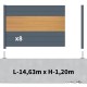Kit clôture aluminium sur muret poteau sur platines - BAHIA & CRUZ Cèdre H-1,2m