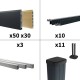 Kit clôture aluminium sur muret poteau sur platines - BAHIA & CRUZ Cèdre H-1,2m