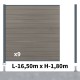 Kit clôture composite poteau sur platines - CRUZ Argent H-1,8m