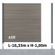 Kit clôture composite poteau sur platines - CRUZ Argent H-1,8m