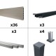 Kit clôture composite poteau sur platines - CRUZ Argent H-1,8m