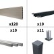 Kit clôture composite poteau sur platines - CRUZ Argent H-1,8m