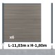 Kit clôture composite poteau sur platines - CRUZ Argent H-1,8m