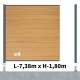Kit clôture composite poteau sur platines - CRUZ Cèdre H-1,8m