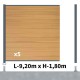 Kit clôture composite poteau sur platines - CRUZ Cèdre H-1,8m