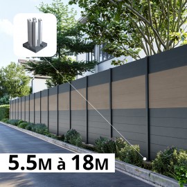 Kit clôture aluminium poteau sur platines - BAHIA & CRUZ Argent H-1,8m