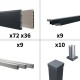 Kit clôture aluminium poteau sur platines - BAHIA & CRUZ Argent H-1,8m