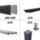 Kit clôture aluminium poteau sur platines - BAHIA & CRUZ Argent H-1,8m