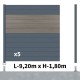Kit clôture aluminium poteau sur platines - BAHIA & CRUZ Argent H-1,8m