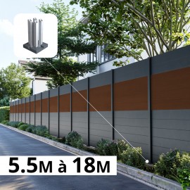 Kit clôture aluminium poteau sur platines - BAHIA & CRUZ Ipé H-1,8m