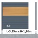 Kit clôture aluminium poteau sur platines - BAHIA & CRUZ Cèdre H-1,8m