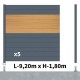 Kit clôture aluminium poteau sur platines - BAHIA & CRUZ Cèdre H-1,8m
