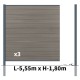 Kit clôture composite poteau à sceller - CRUZ Argent H-1,8m