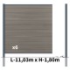 Kit clôture composite poteau à sceller - CRUZ Argent H-1,8m