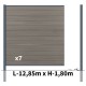 Kit clôture composite poteau à sceller - CRUZ Argent H-1,8m