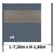 Kit clôture aluminium poteau à sceller - BAHIA & CRUZ Argent H-1,8m