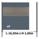 Kit clôture aluminium poteau à sceller - BAHIA & CRUZ Argent H-1,8m